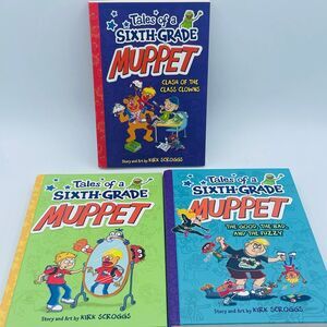 Books 1-3 Tales of a Sixth 6th Grade Muppet hardcover paperback set Kirk Scroggs